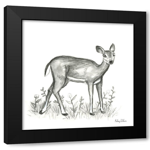 Watercolor Pencil Forest XII-Fawn 2 Black Modern Wood Framed Art Print by Wilson, Kelsey