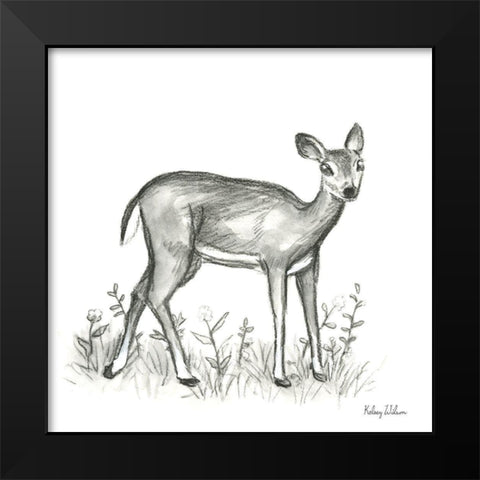 Watercolor Pencil Forest XII-Fawn 2 Black Modern Wood Framed Art Print by Wilson, Kelsey