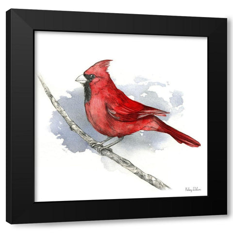 Birds And Branches I-Cardinal Black Modern Wood Framed Art Print by Wilson, Kelsey
