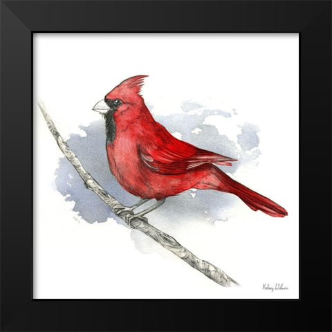 Birds And Branches I-Cardinal Black Modern Wood Framed Art Print by Wilson, Kelsey