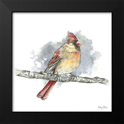 Birds And Branches II-Female Cardinal Black Modern Wood Framed Art Print by Wilson, Kelsey