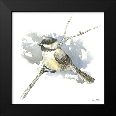 Birds And Branches III-Chickadee Black Modern Wood Framed Art Print by Wilson, Kelsey