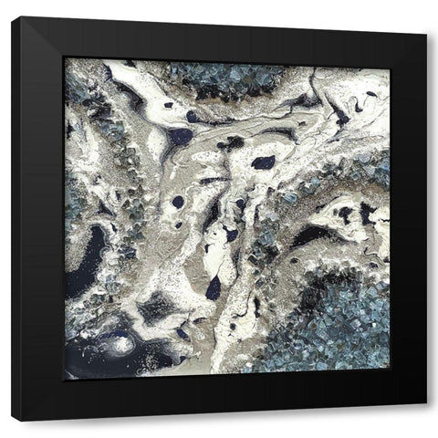Blue Silver Marble I Black Modern Wood Framed Art Print by Lee C