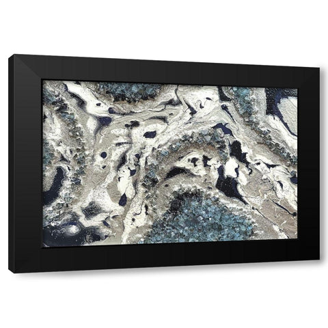 Blue Silver Marble landscape Black Modern Wood Framed Art Print with Double Matting by Lee C