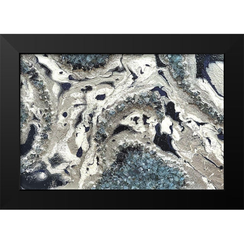 Blue Silver Marble landscape Black Modern Wood Framed Art Print by Lee C