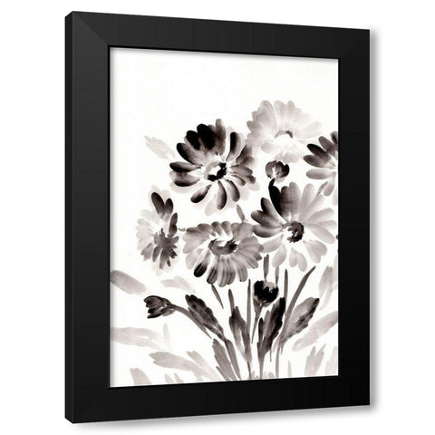 Simple Black Daisies Black Modern Wood Framed Art Print with Double Matting by Chapman, Marcy