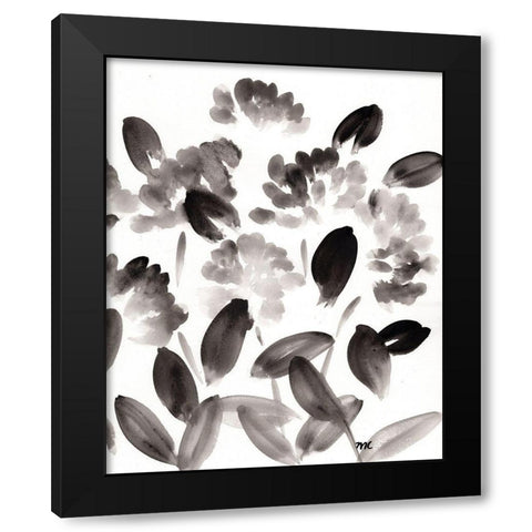 Simple Black Peonies I Black Modern Wood Framed Art Print with Double Matting by Chapman, Marcy