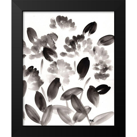Simple Black Peonies I Black Modern Wood Framed Art Print by Chapman, Marcy