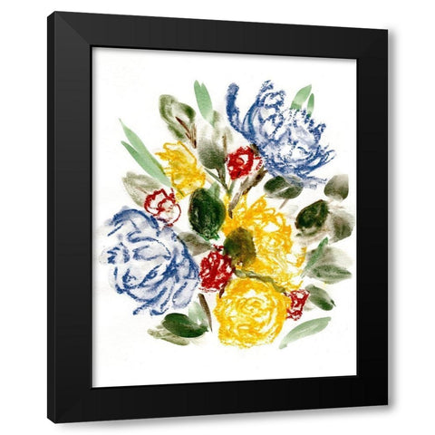 Chalky Blue And Yellow I Black Modern Wood Framed Art Print with Double Matting by Chapman, Marcy