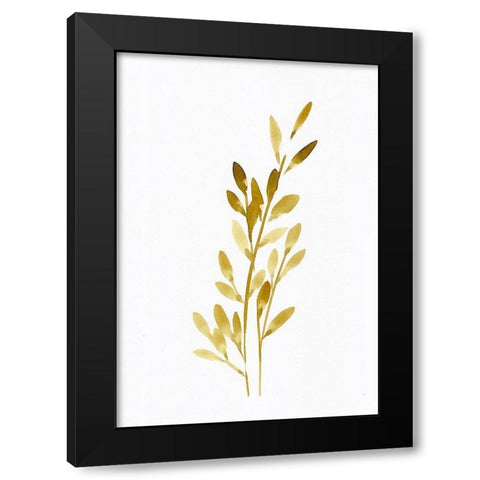 Pretty Golden Leaves Black Modern Wood Framed Art Print with Double Matting by Chapman, Marcy