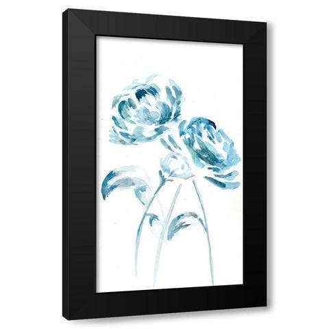 Blue Peonies I Black Modern Wood Framed Art Print with Double Matting by Chapman, Marcy