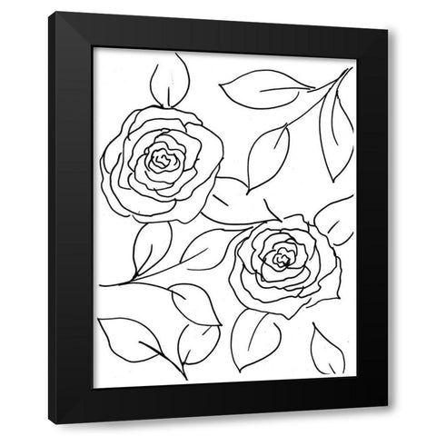 Hand Sketch Roses I Black Modern Wood Framed Art Print with Double Matting by Chapman, Marcy