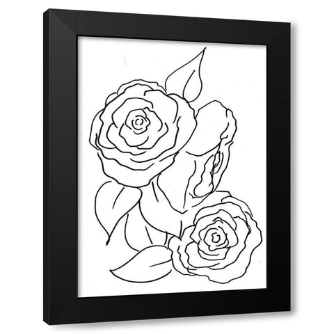 Hand Sketch Roses II Black Modern Wood Framed Art Print with Double Matting by Chapman, Marcy