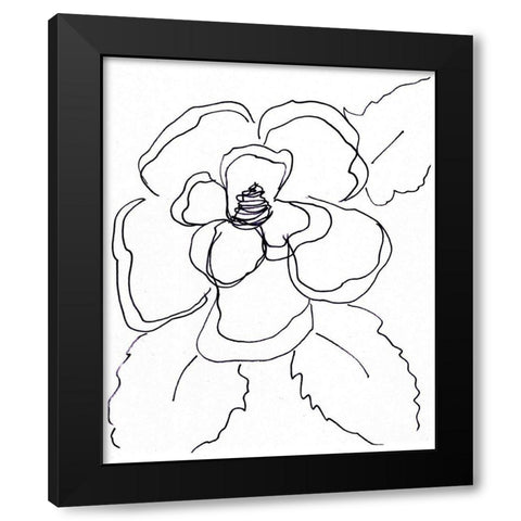 Hand Sketch Magnolia II Black Modern Wood Framed Art Print with Double Matting by Chapman, Marcy