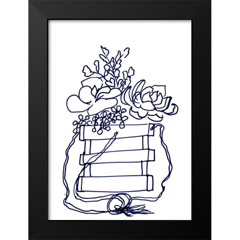 Hand Sketch Hanging Succulents blue Black Modern Wood Framed Art Print by Chapman, Marcy