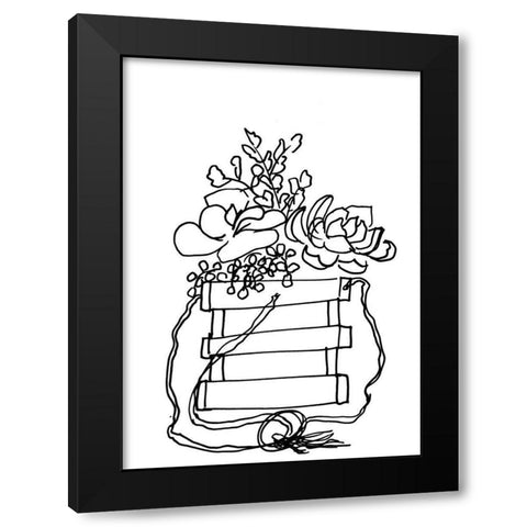 Hand Sketch Hanging Succulents black Black Modern Wood Framed Art Print by Chapman, Marcy