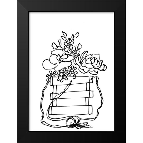 Hand Sketch Hanging Succulents black Black Modern Wood Framed Art Print by Chapman, Marcy