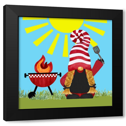 Gnome Grill Masters I Black Modern Wood Framed Art Print by Reed, Tara