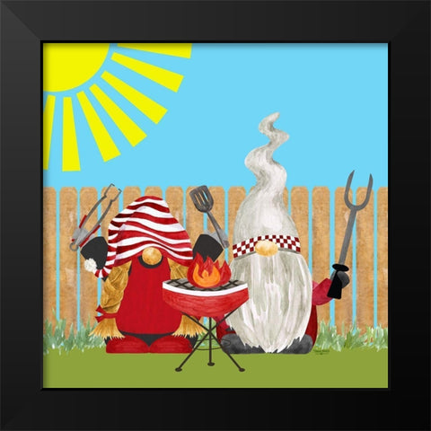 Gnome Grill Masters II Black Modern Wood Framed Art Print by Reed, Tara