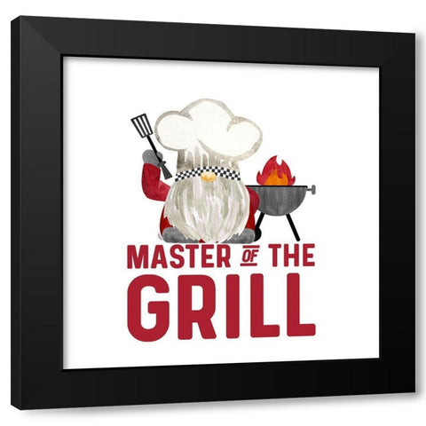 Gnome Grill Masters sentiment III-Master of the Grill Black Modern Wood Framed Art Print with Double Matting by Reed, Tara