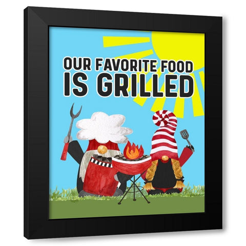 Gnome Grill Masters sentiment portrait I-Favorite Black Modern Wood Framed Art Print with Double Matting by Reed, Tara