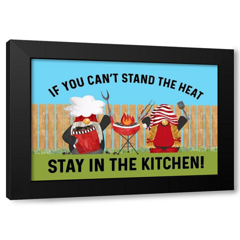 Gnome Grill Masters sentiment landscape I-Stay in the Kitchen Black Modern Wood Framed Art Print with Double Matting by Reed, Tara