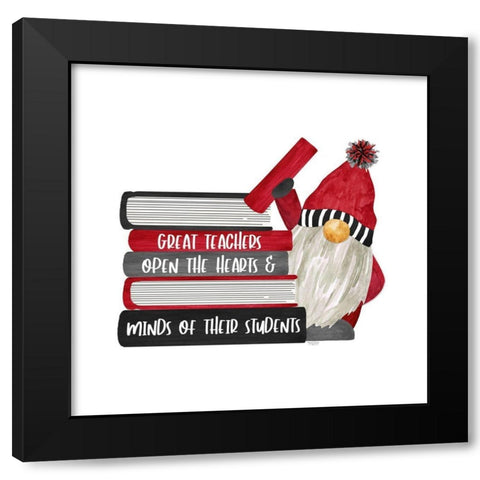 Teacher Gnomes II-Open Heart Black Modern Wood Framed Art Print by Reed, Tara