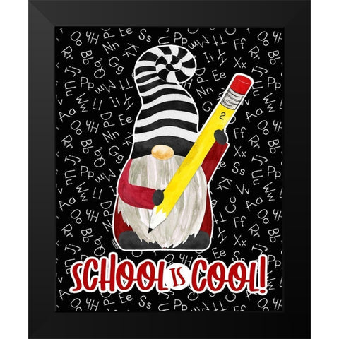 Teacher Gnomes portrait I-School is Cool Black Modern Wood Framed Art Print by Reed, Tara