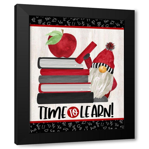 Teacher Gnomes portrait II-Time to Learn Black Modern Wood Framed Art Print with Double Matting by Reed, Tara