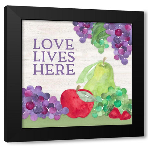 Life is Sweet sentiment IV-Love Lives Black Modern Wood Framed Art Print with Double Matting by Reed, Tara