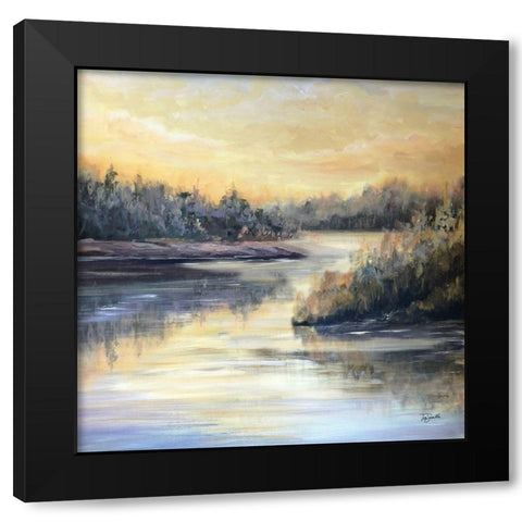 Golden Waters square Black Modern Wood Framed Art Print by Tre Sorelle Studios