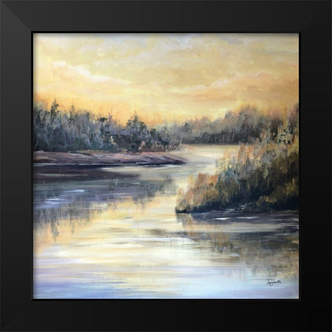 Golden Waters square Black Modern Wood Framed Art Print by Tre Sorelle Studios