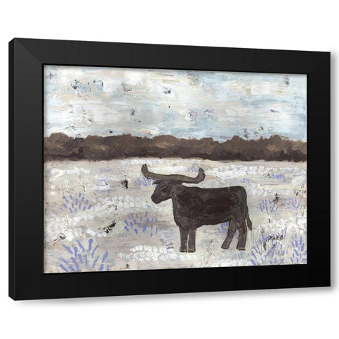Longhorn  Field Black Modern Wood Framed Art Print with Double Matting by Bryan, Kathleen