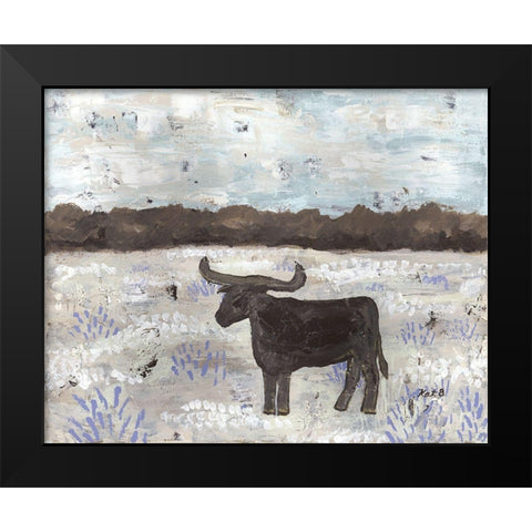 Longhorn  Field Black Modern Wood Framed Art Print by Bryan, Kathleen