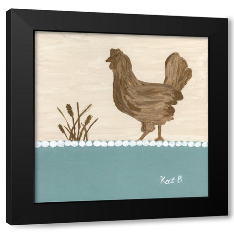 Out  to Pasture I-Brown Chicken Black Modern Wood Framed Art Print by Bryan, Kathleen