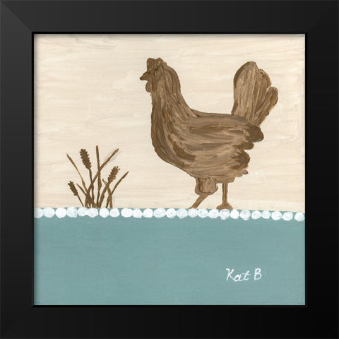 Out  to Pasture I-Brown Chicken Black Modern Wood Framed Art Print by Bryan, Kathleen