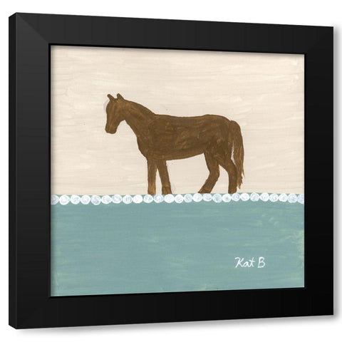 Out  to Pasture II-Brown Horse Black Modern Wood Framed Art Print by Bryan, Kathleen
