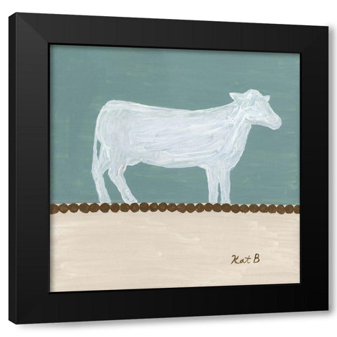 Out  to Pasture V-White Cow Black Modern Wood Framed Art Print by Bryan, Kathleen