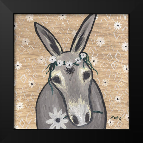 Donkey  with Daisies Black Modern Wood Framed Art Print by Bryan, Kathleen