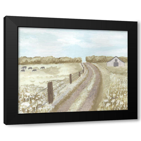 Barn  Road Fence Black Modern Wood Framed Art Print by Bryan, Kathleen