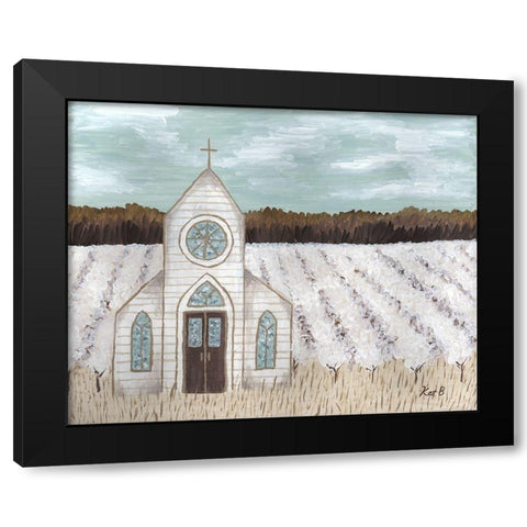 Farm  Sketch Church landscape Black Modern Wood Framed Art Print with Double Matting by Bryan, Kathleen