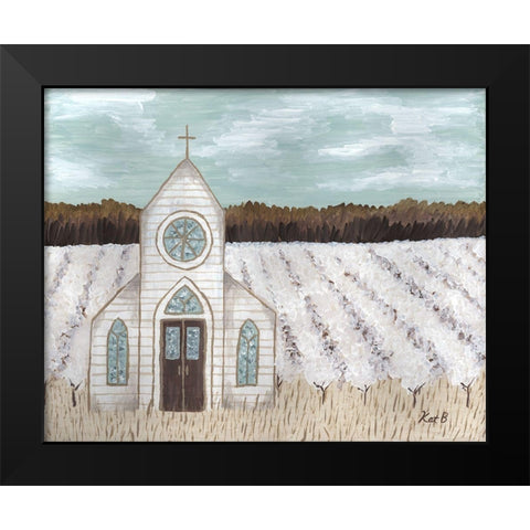 Farm  Sketch Church landscape Black Modern Wood Framed Art Print by Bryan, Kathleen