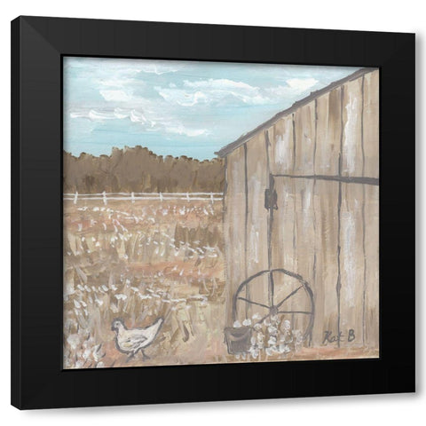 Chicken  And Barn Black Modern Wood Framed Art Print by Bryan, Kathleen