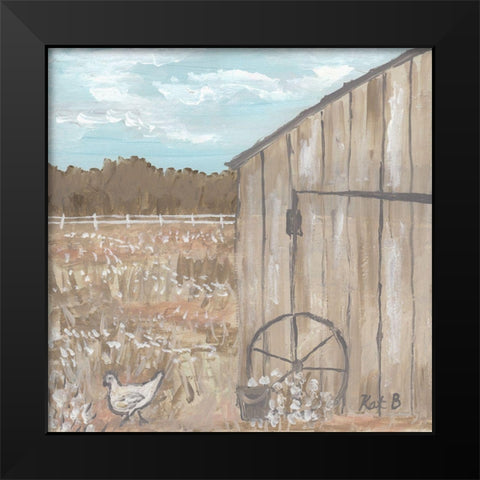 Chicken  And Barn Black Modern Wood Framed Art Print by Bryan, Kathleen