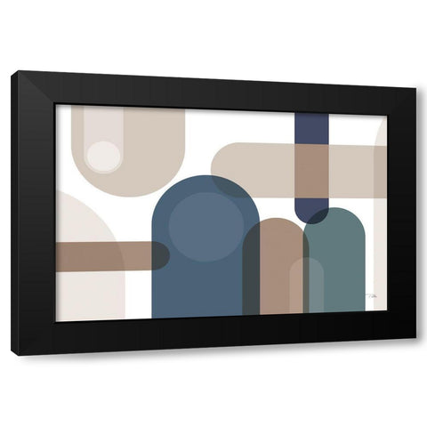 Metro  67 blue Black Modern Wood Framed Art Print with Double Matting by PELA