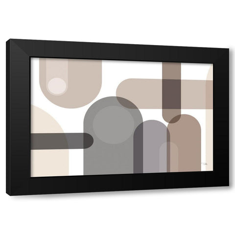Metro  67 neutral Black Modern Wood Framed Art Print with Double Matting by PELA