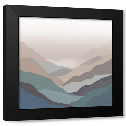 Mountain  Valley Black Modern Wood Framed Art Print with Double Matting by PELA