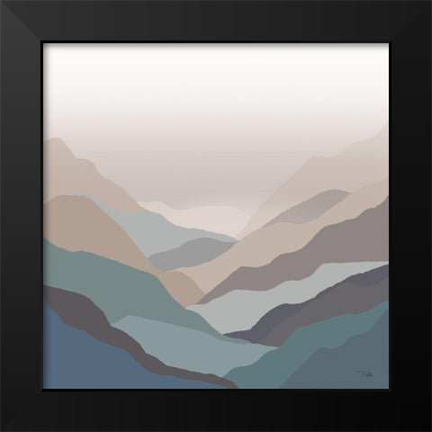 Mountain  Valley Black Modern Wood Framed Art Print by PELA