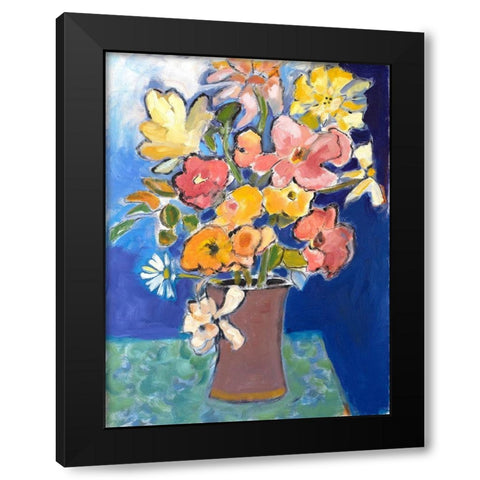 Table Blooms Black Modern Wood Framed Art Print by Marie, Susanne