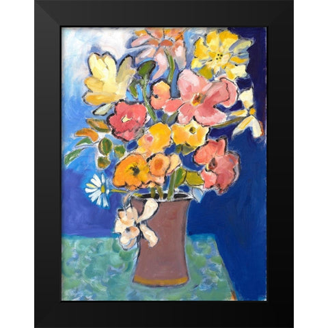 Table Blooms Black Modern Wood Framed Art Print by Marie, Susanne